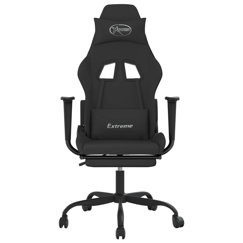 vidaXL Silla gaming con reposapiés tela negro