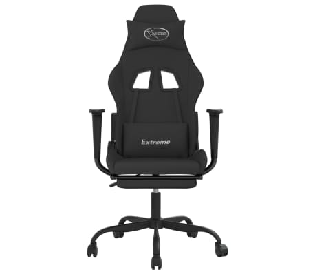 vidaXL Silla gaming con reposapiés tela negro