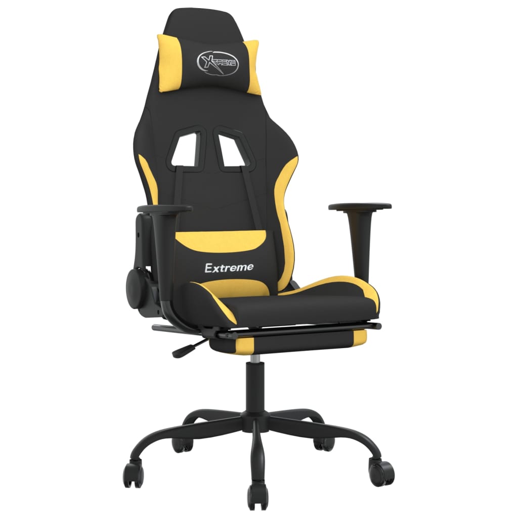 Photos - Computer Chair VidaXL Gaming Chair with Footrest Black and Yellow Fabric 