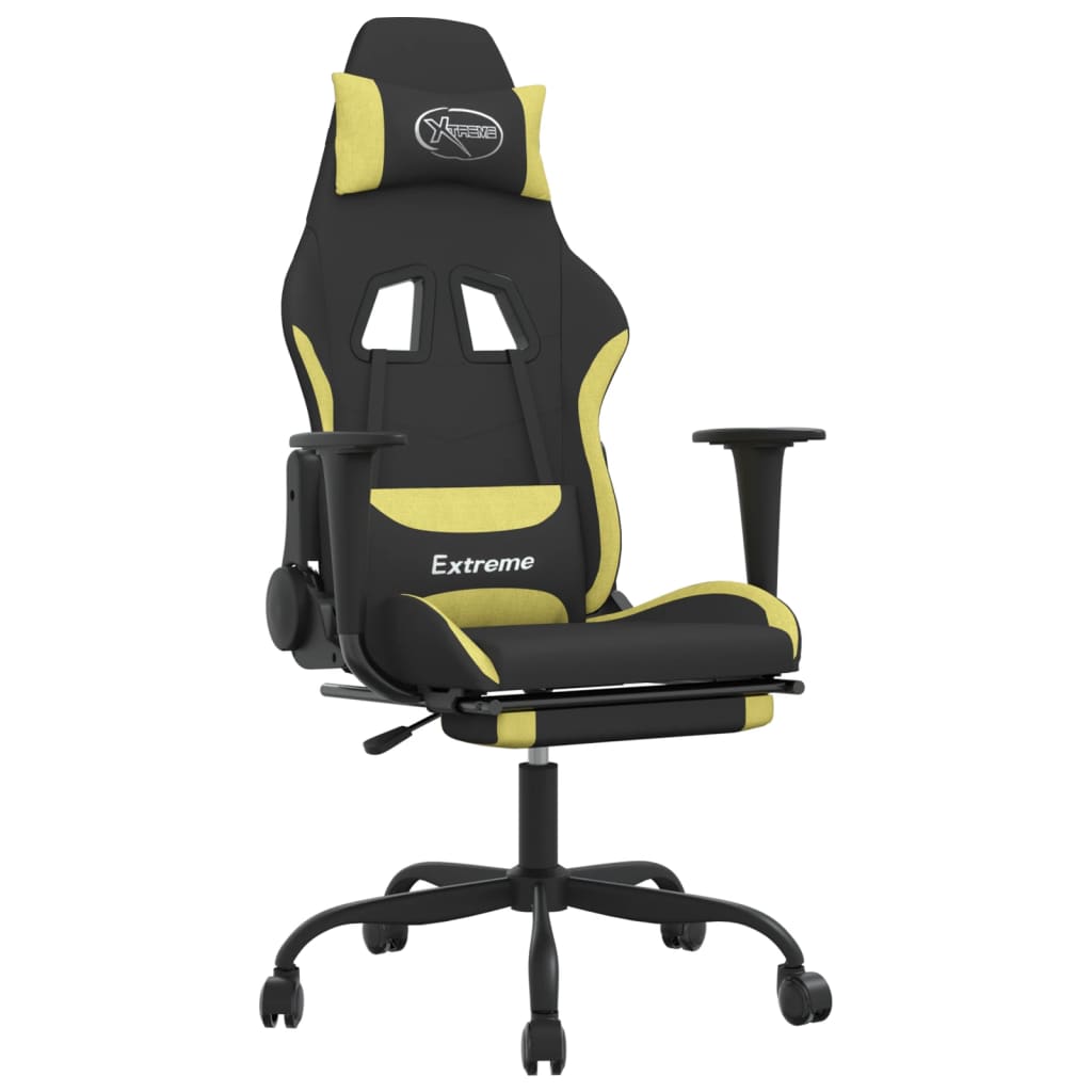 Gaming Chair With Footrest Black And Light Green Fabric VidaXL 11 width=274