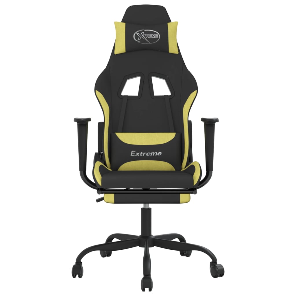 Gaming Chair With Footrest Black And Light Green Fabric VidaXL 12 width=274