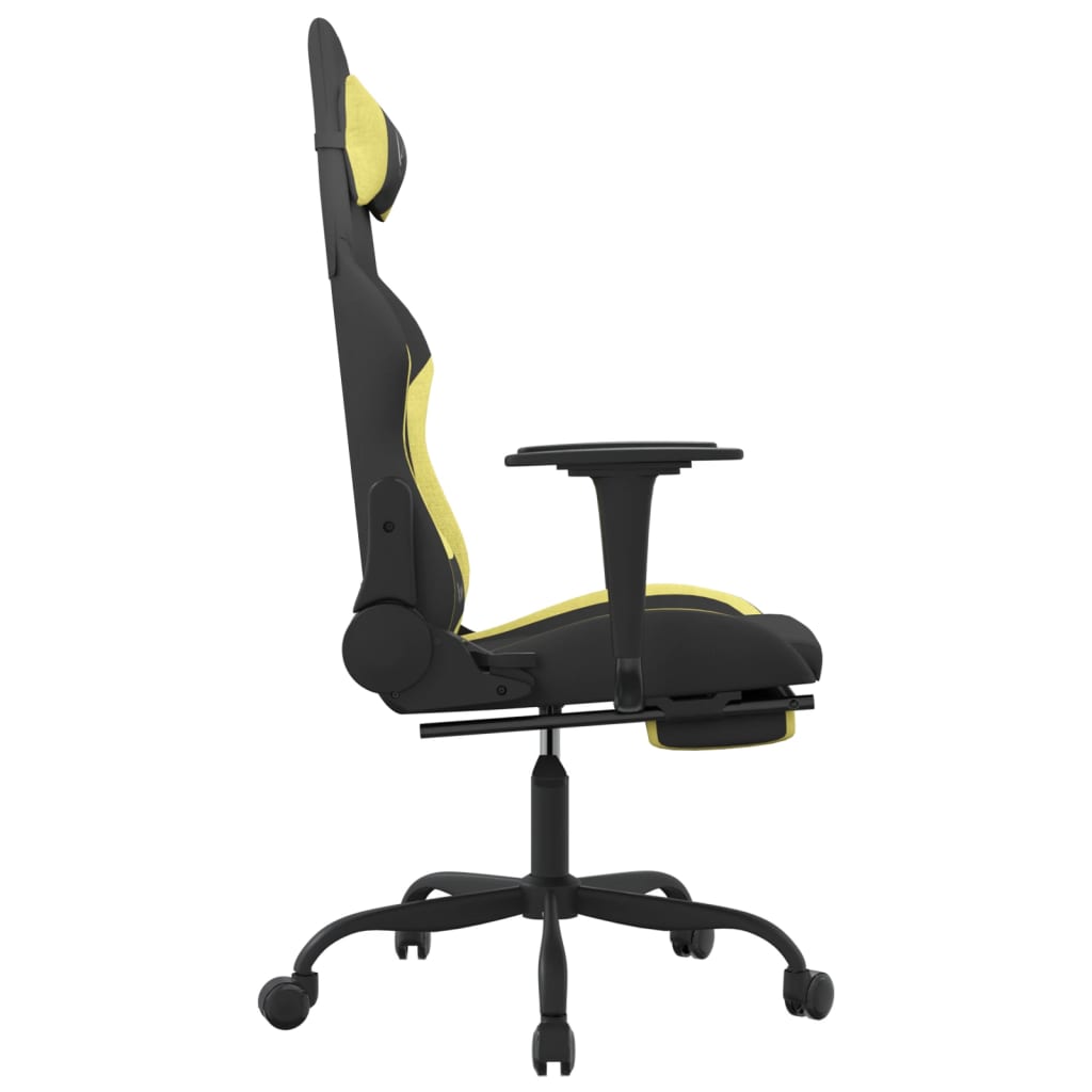 Gaming Chair With Footrest Black And Light Green Fabric VidaXL 13 width=274