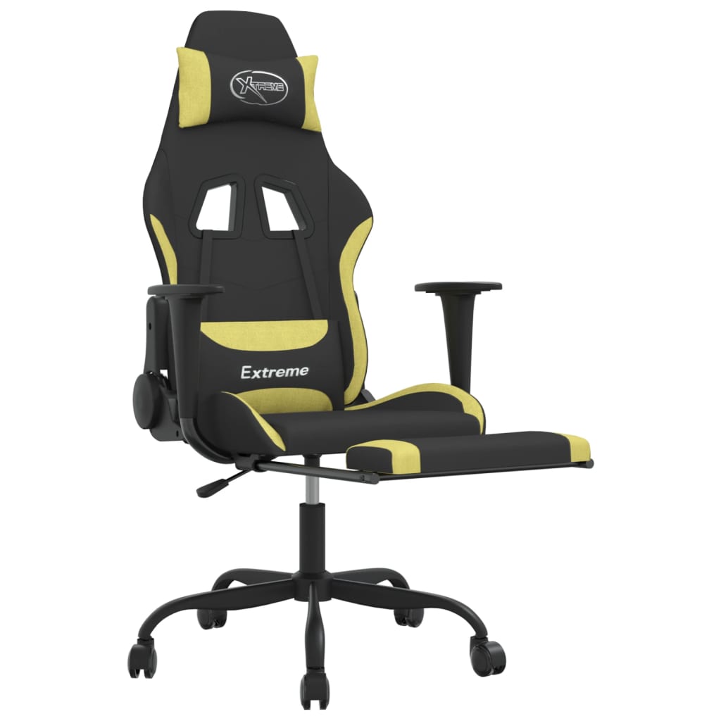 Gaming Chair With Footrest Black And Light Green Fabric VidaXL 15 width=274