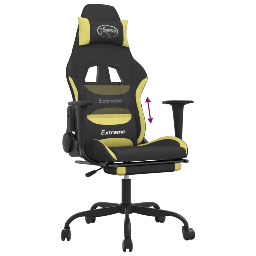 Gaming Chair With Footrest Black And Light Green Fabric VidaXL 17 width=274