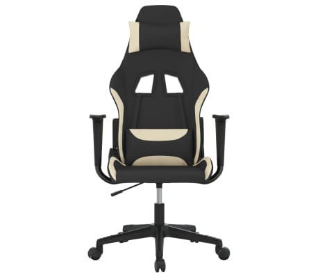 vidaXL datorspēļu krēsls, melns un krēmkrāsas audums