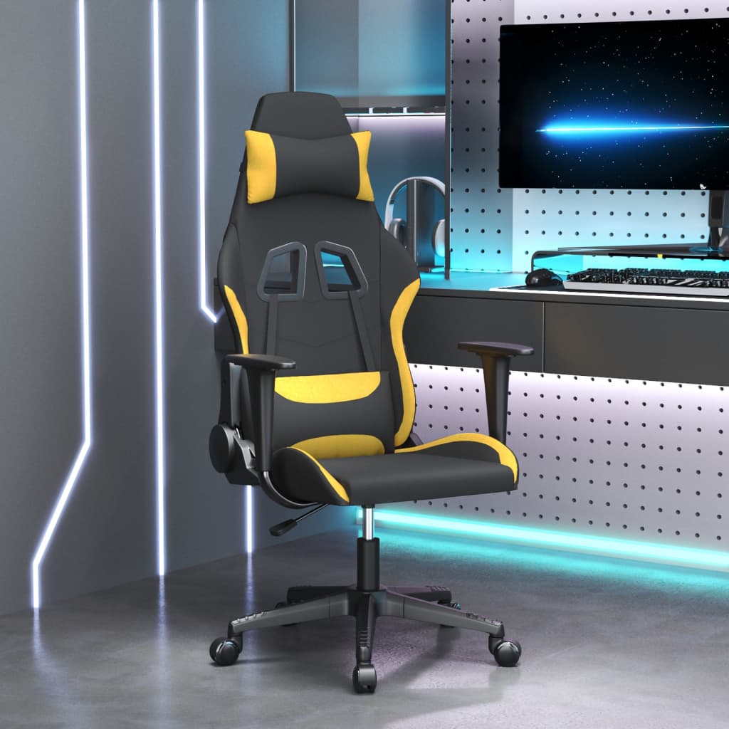 Gaming-Stuhl Schwarz und Gelb Stoff | Stepinfit
