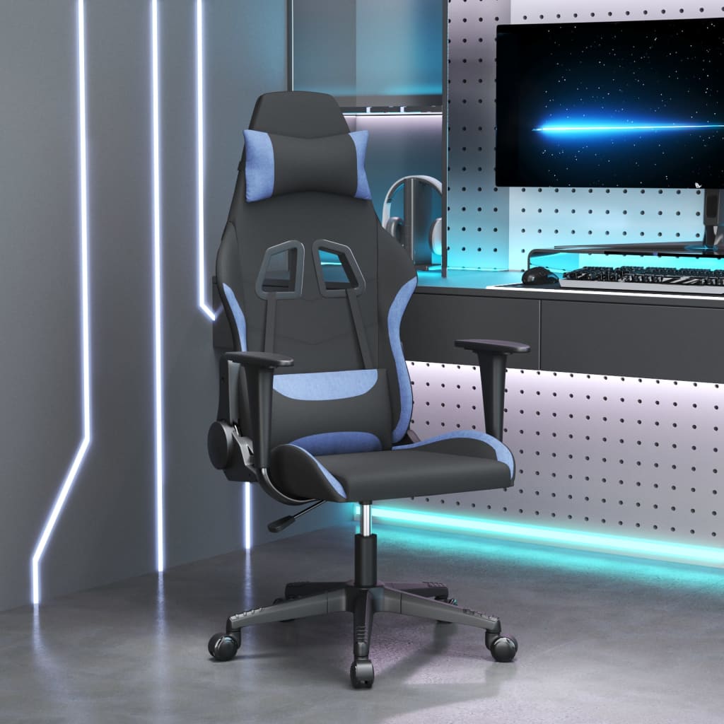 datorspēļu krēsls, melns un zils audums | Stepinfit.lv