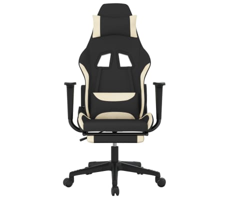 vidaXL Gamestoel met voetensteun stof zwart en cr&egrave;me