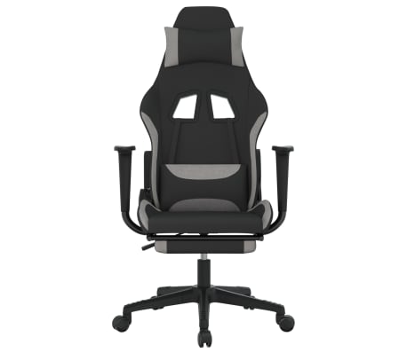 vidaXL Gamestoel met voetensteun stof zwart en lichtgrijs