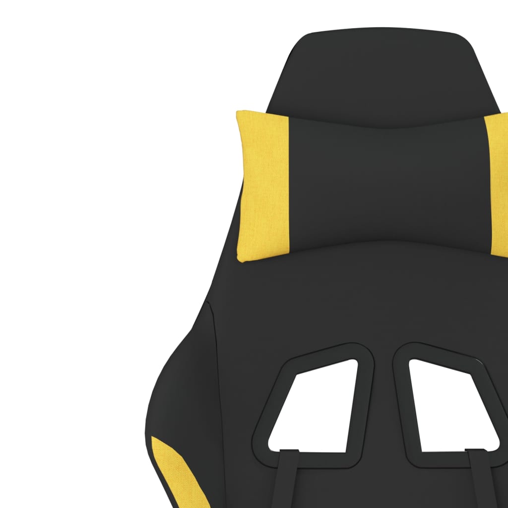 Scaun de gaming cu suport picioare, negru și galben, textil