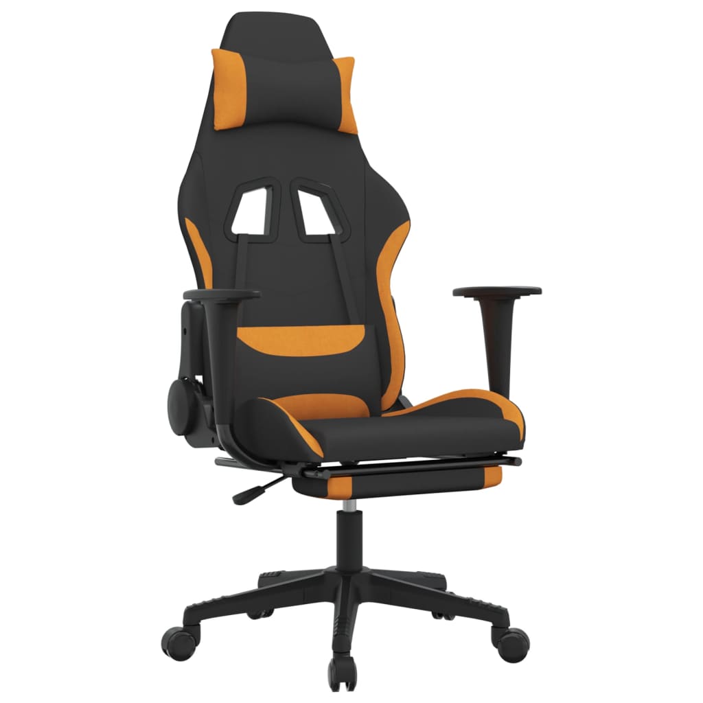 Photos - Computer Chair VidaXL Gaming Chair with Footrest Black and Orange Fabric 