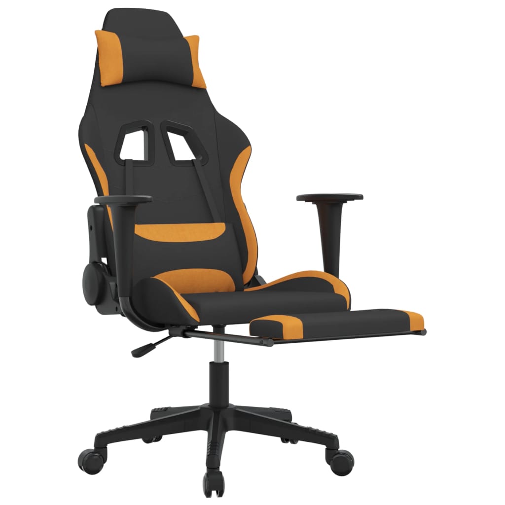 Gaming-Stuhl mit Fußstütze Schwarz und Orange Stoff | Stepinfit.de