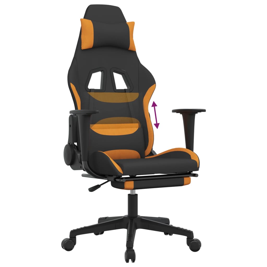 Gaming-Stuhl mit Fußstütze Schwarz und Orange Stoff | Stepinfit.de