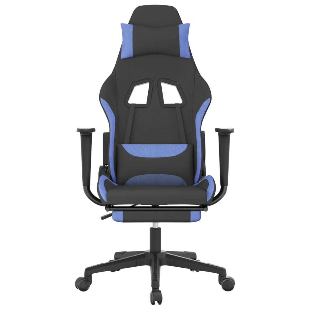 Gaming-Stuhl mit Fußstütze Schwarz und Blau Stoff | Stepinfit.de