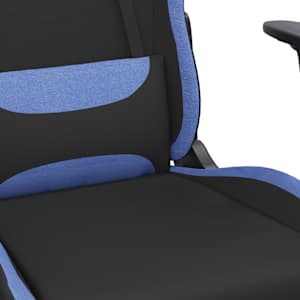 Herní židle s podnožkou černá a modrá textil - obrázek 9