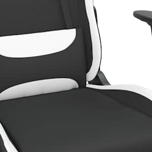 Herní židle s podnožkou černá a bílá textil - obrázek 9