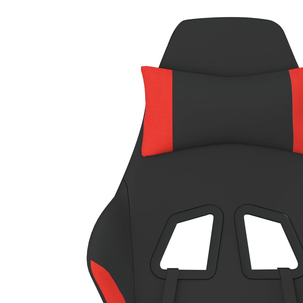 Scaun de gaming cu suport picioare, negru și roșu, textil