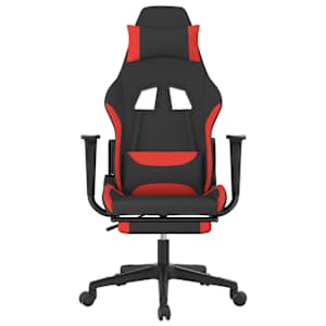 vidaXL Gamestoel met voetensteun stof zwart en rood