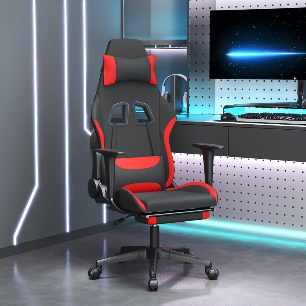 Gaming-Stuhl mit Fußstütze Schwarz und Rot Stoff | Stepinfit.de