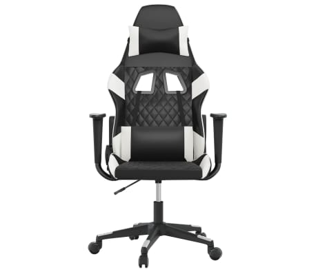 vidaXL Cadeira gaming couro artificial preto e branco