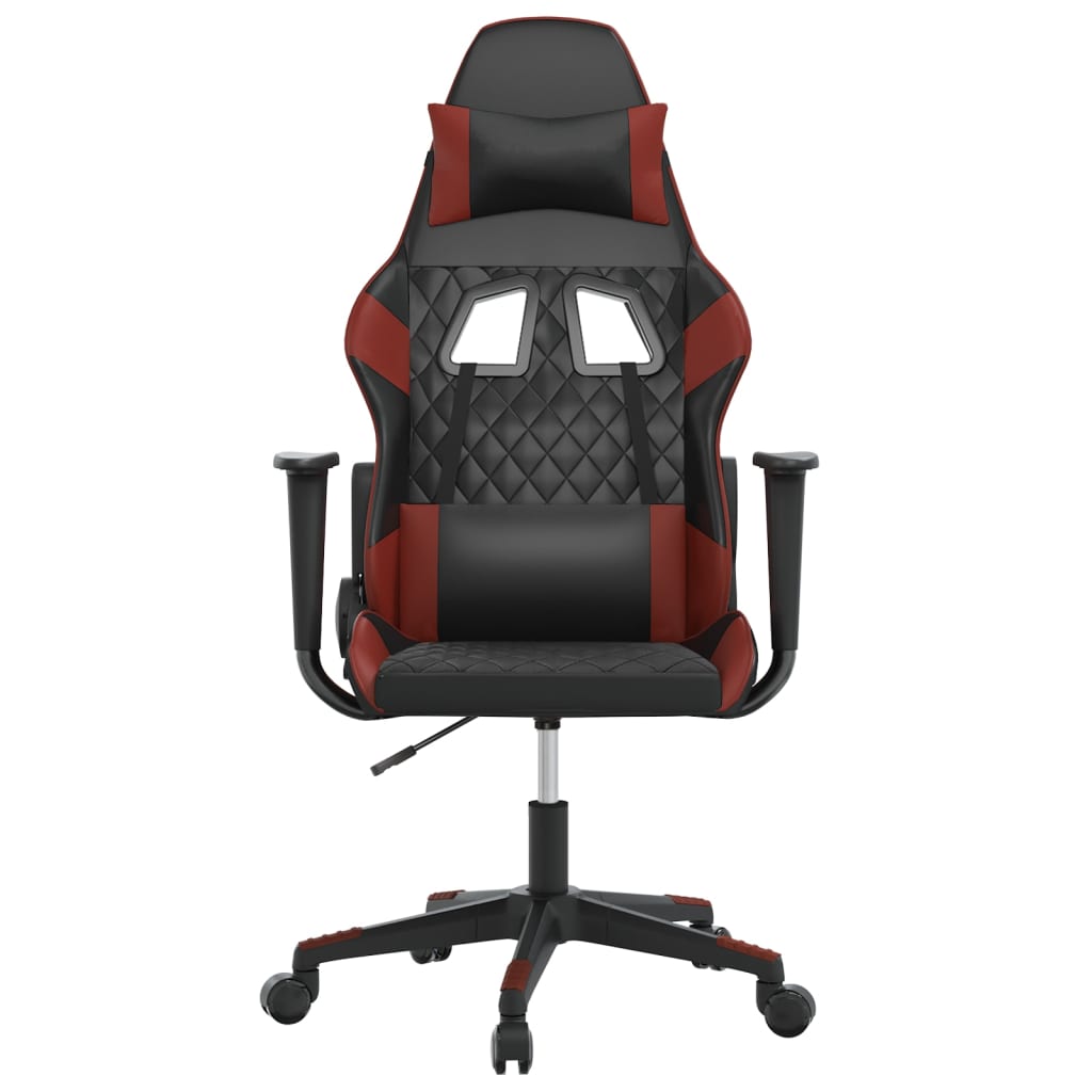 vidaXL Cadeira gaming couro artificial preto e vermelho tinto