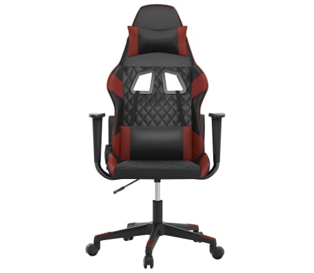 vidaXL Cadeira gaming couro artificial preto e vermelho tinto