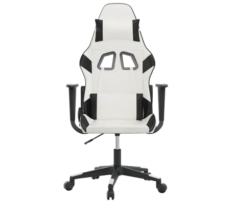 vidaXL Silla gaming cuero sintético blanco y negro