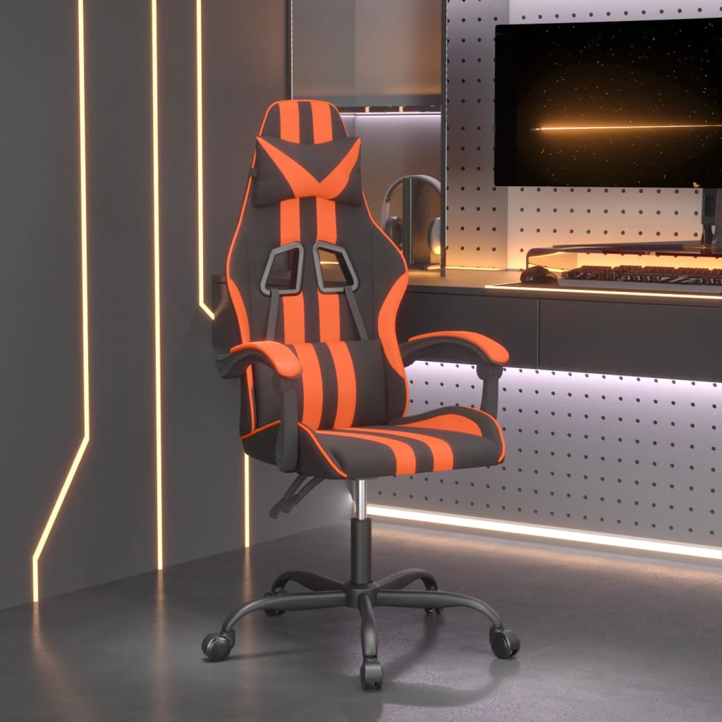 vidaXL Scaun de jocuri, negru și oranj, piele ecologică ecologica