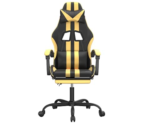 vidaXL Chaise de jeu avec repose-pied Noir et dor&eacute; Similicuir