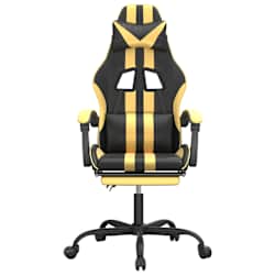 vidaXL Chaise de jeu avec repose-pied Noir et dor&eacute; Similicuir