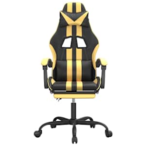 vidaXL Chaise de jeu avec repose-pied Noir et dor&eacute; Similicuir