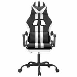 vidaXL Chaise de jeu avec repose-pied Noir et blanc Similicuir