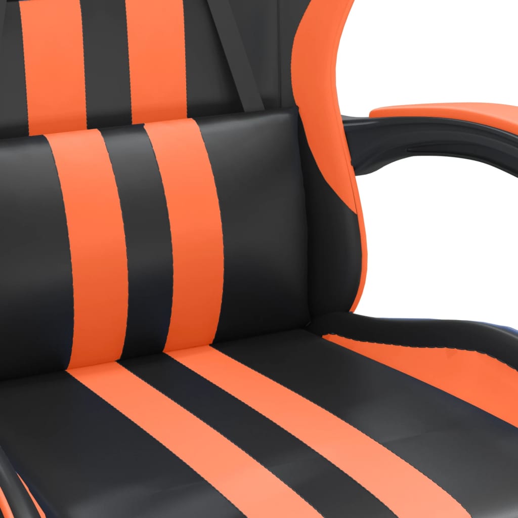 Herní židle s podnožkou černá a oranžová umělá kůže