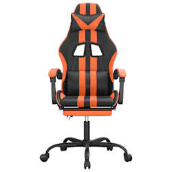 vidaXL Chaise de jeu avec repose-pied Noir et orange Similicuir
