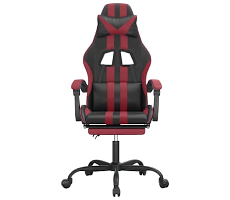 vidaXL Chaise de jeu avec repose-pied Noir/rouge bordeaux Similicuir
