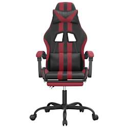 vidaXL Chaise de jeu avec repose-pied Noir/rouge bordeaux Similicuir