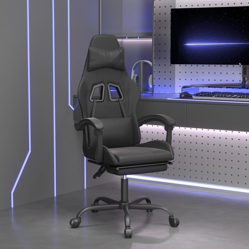 vidaXL Gamingstol med fotst&ouml;d svart konstl&auml;der