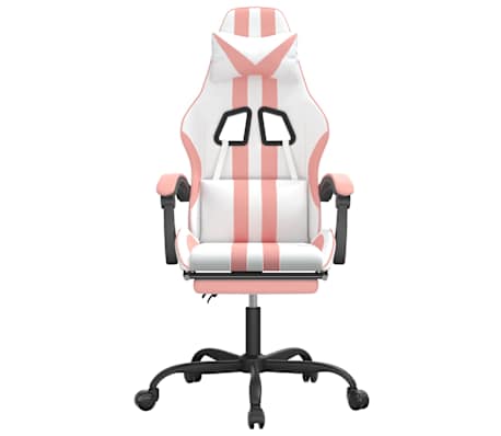 vidaXL Chaise de jeu avec repose-pied Blanc et rose Similicuir