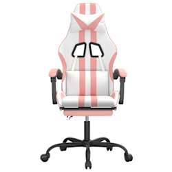 vidaXL Chaise de jeu avec repose-pied Blanc et rose Similicuir