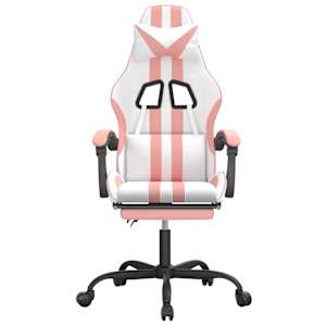 vidaXL Chaise de jeu avec repose-pied Blanc et rose Similicuir