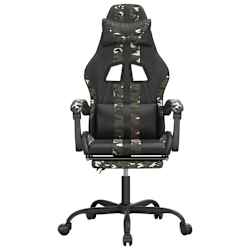 vidaXL Cadeira gaming c/ apoio p&eacute;s couro artificial preto e camuflado