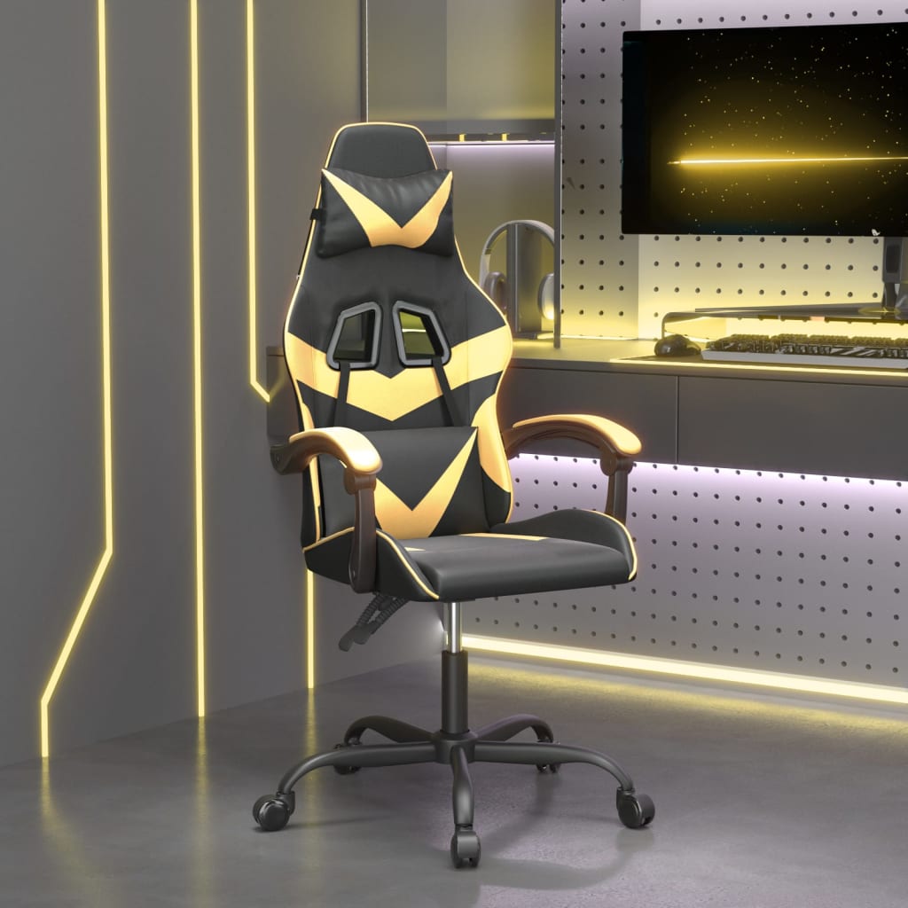 Petrashop  Herní židle černá a zlatá umělá kůže