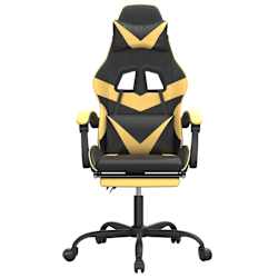 vidaXL Chaise de jeu avec repose-pied Noir et dor&eacute; Similicuir
