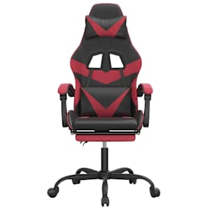 vidaXL Chaise de jeu avec repose-pied Noir/rouge bordeaux Similicuir