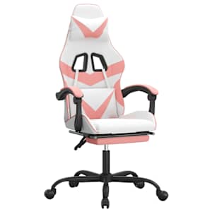 vidaXL m&auml;nguritool jalatoega, valge ja roosa, kunstnahk