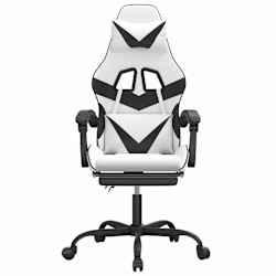 vidaXL Chaise de jeu avec repose-pied Blanc et noir Similicuir