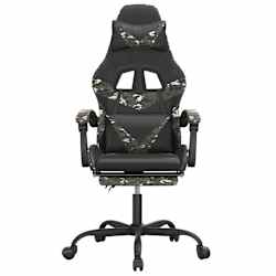 vidaXL Cadeira gaming c/ apoio p&eacute;s couro artificial preto e camuflado