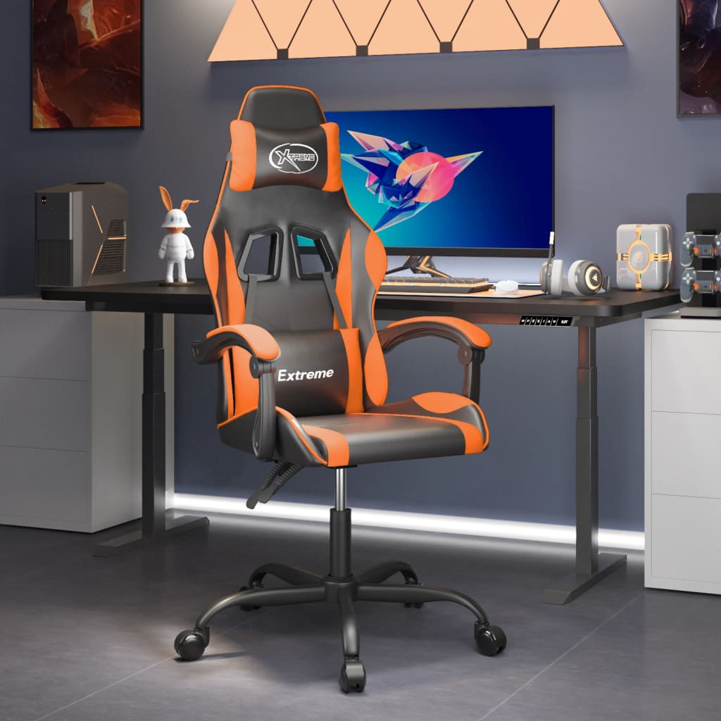 vida XL Gaming-Stuhl Schwarz und Orange Kunstleder