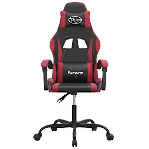 vidaXL Chaise de jeu Noir et rouge bordeaux Similicuir