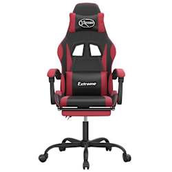 vidaXL Chaise de jeu avec repose-pied Noir/rouge bordeaux Similicuir